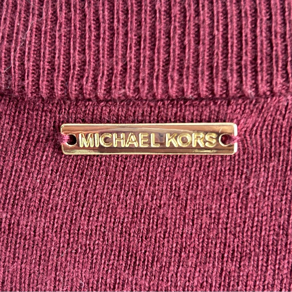 Michael Kors‎ soft cotton blend burgundy split hem long sleeve sweater blouse - Picture 5 of 10